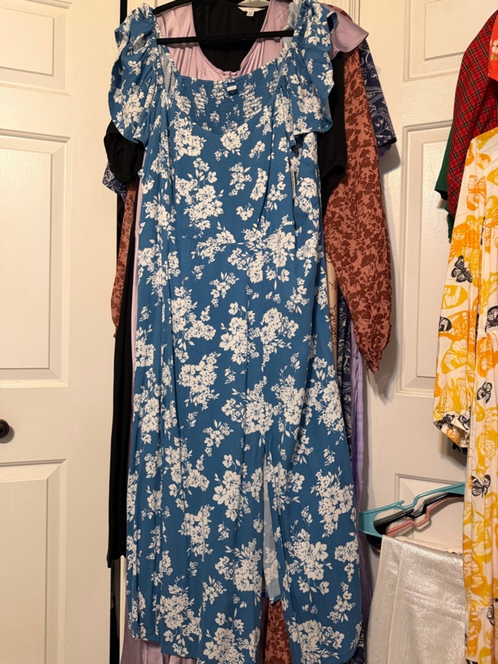 Old Navy blue Floral Maxi Dress with Square Neck